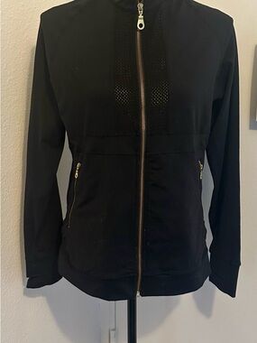 Black Bomber Jacket with Gold Zippers